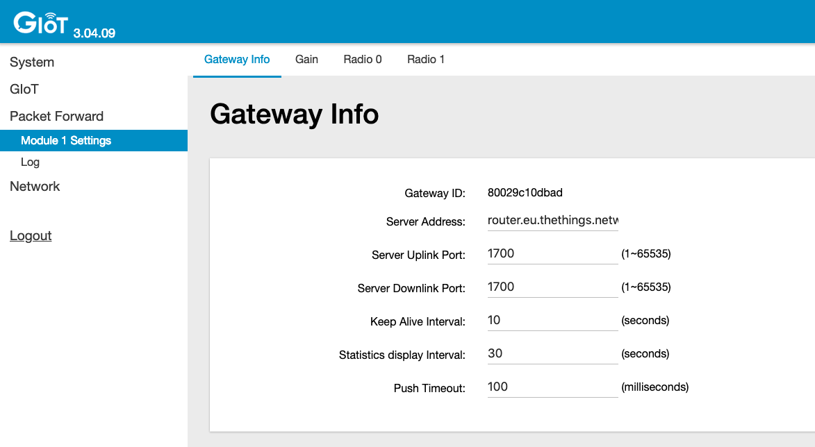 Gateway Info