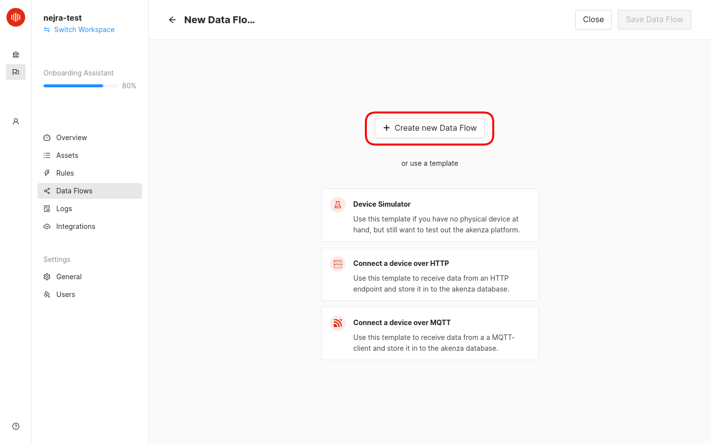 Creating a data flow