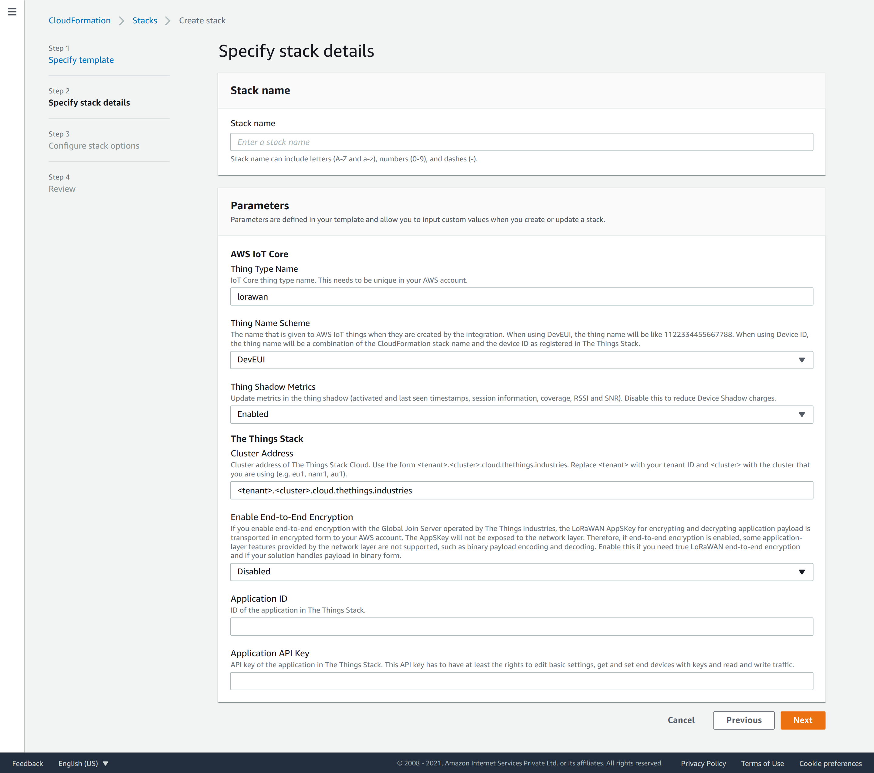 Create AWS CloudFormation Stack