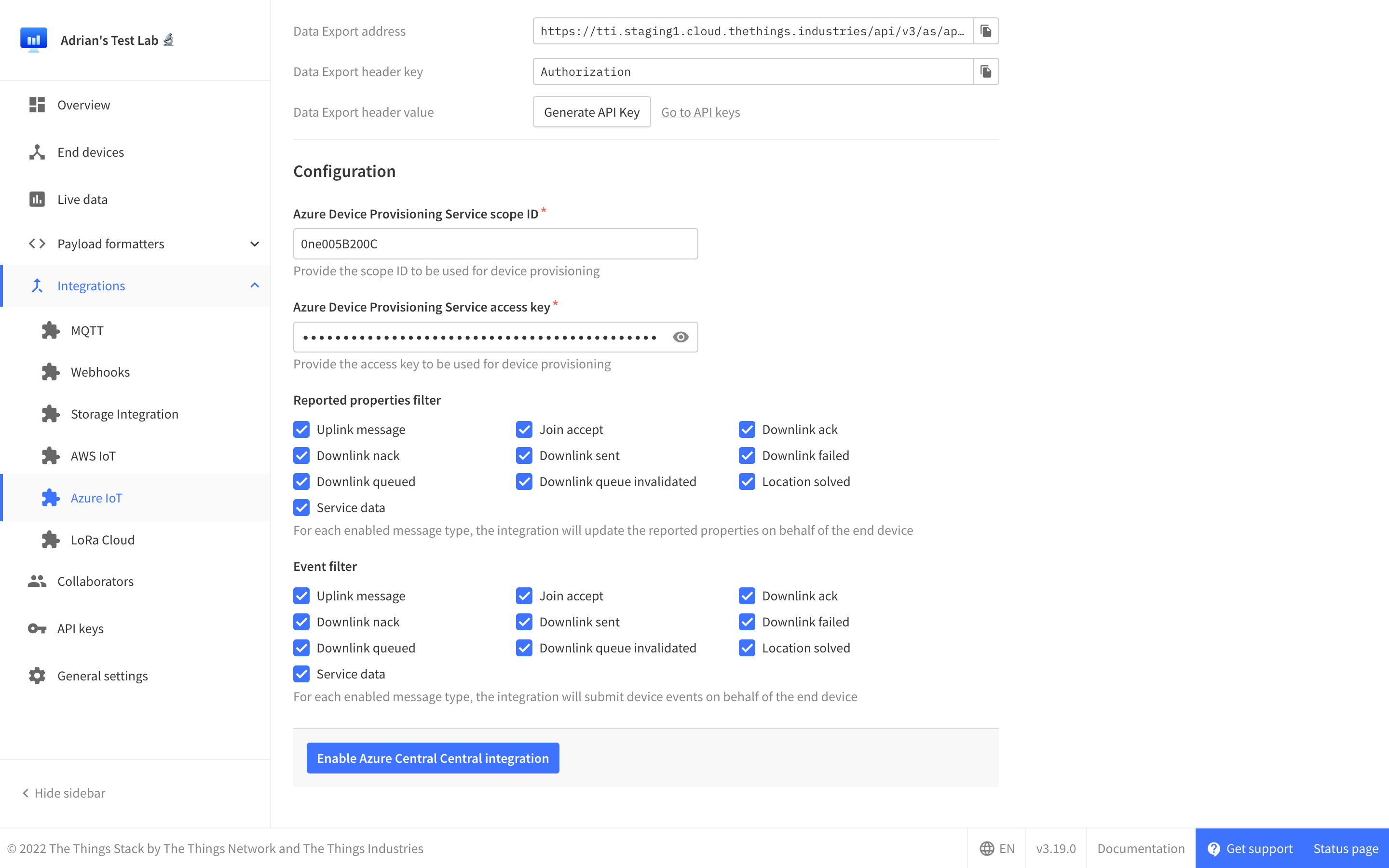 Save Integration Settings