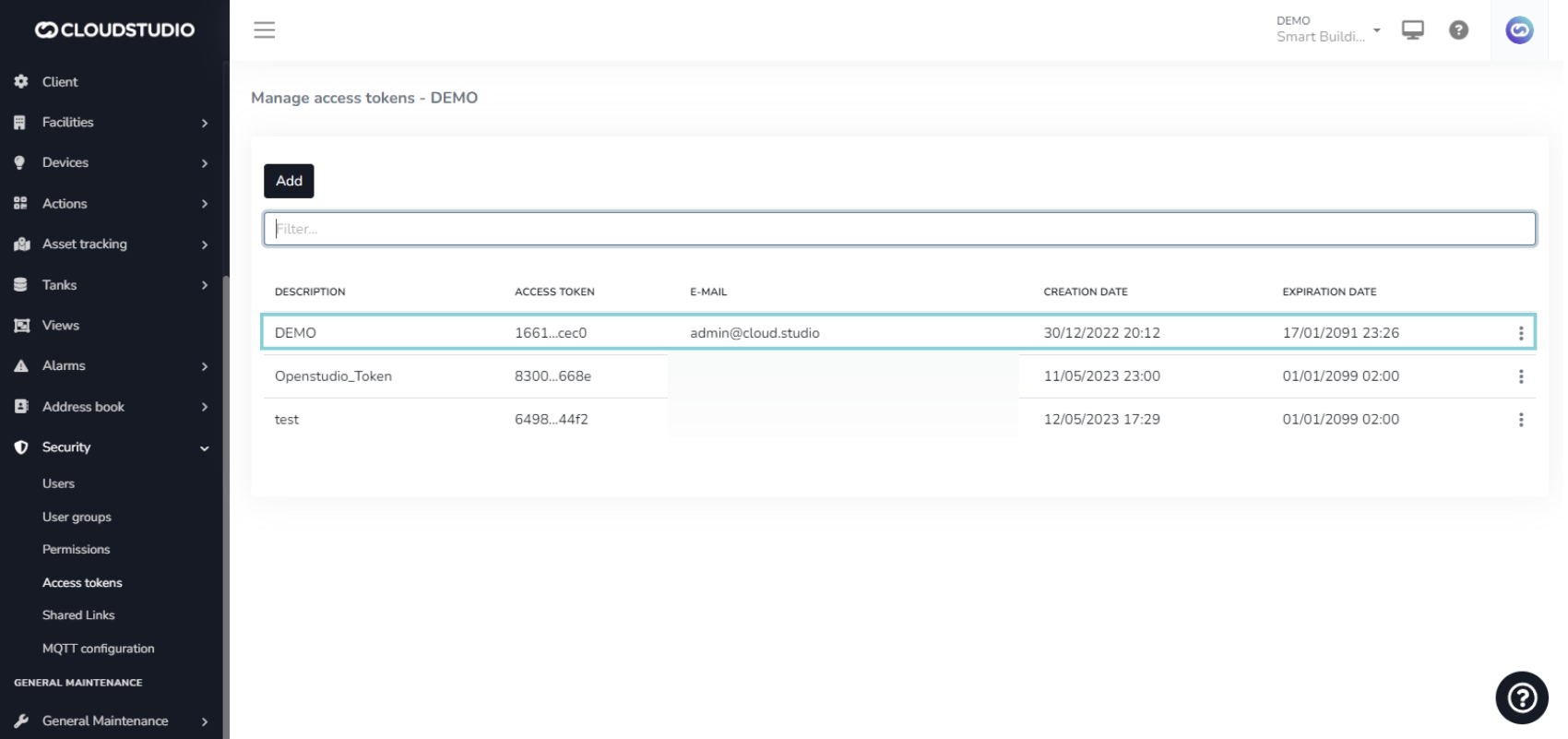 Copy the access token