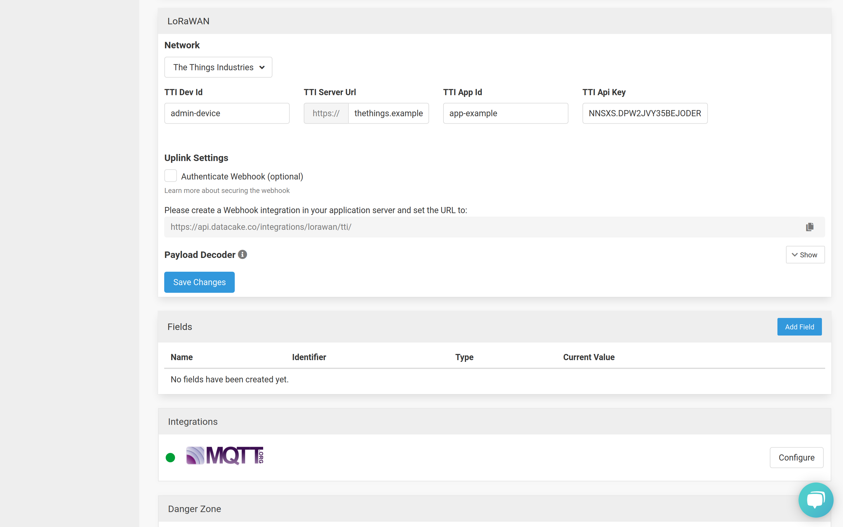 LoRaWAN settings