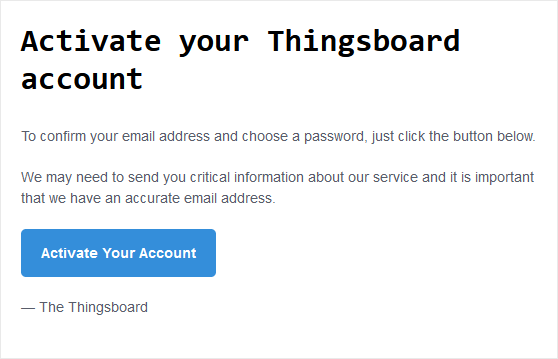 Activate your account email message