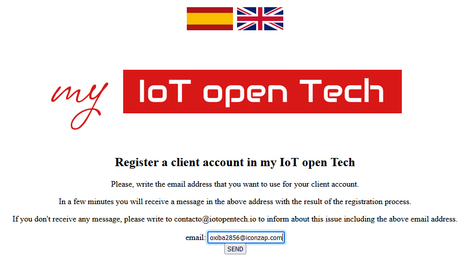 Register my IoT open Tech client account