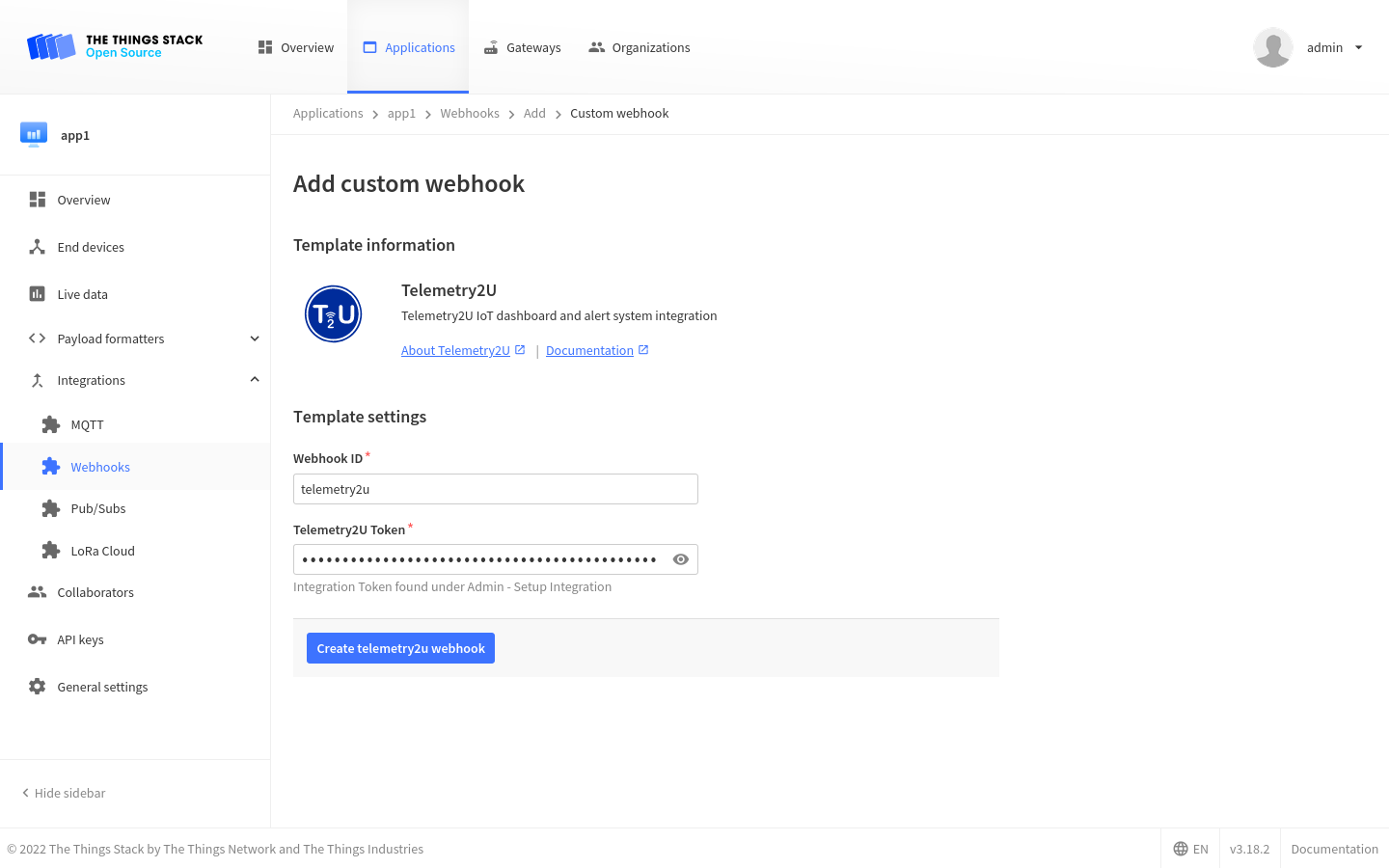 Telemetry2U webhook template