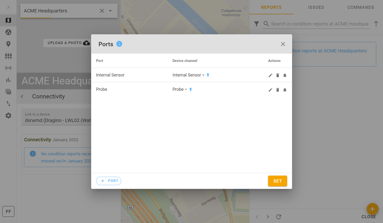 Set device ports