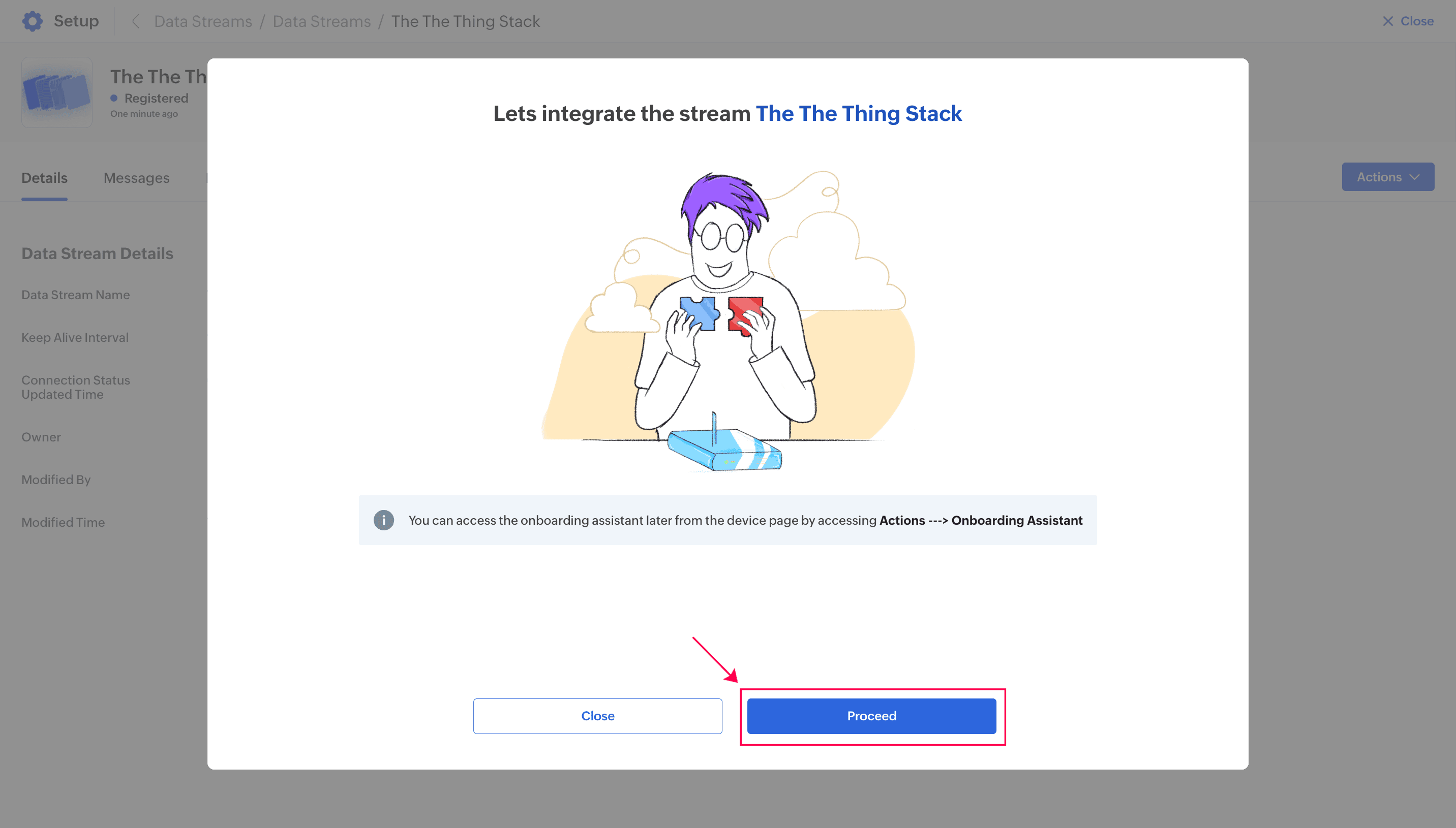 Click Proceed Onboarding Assistant