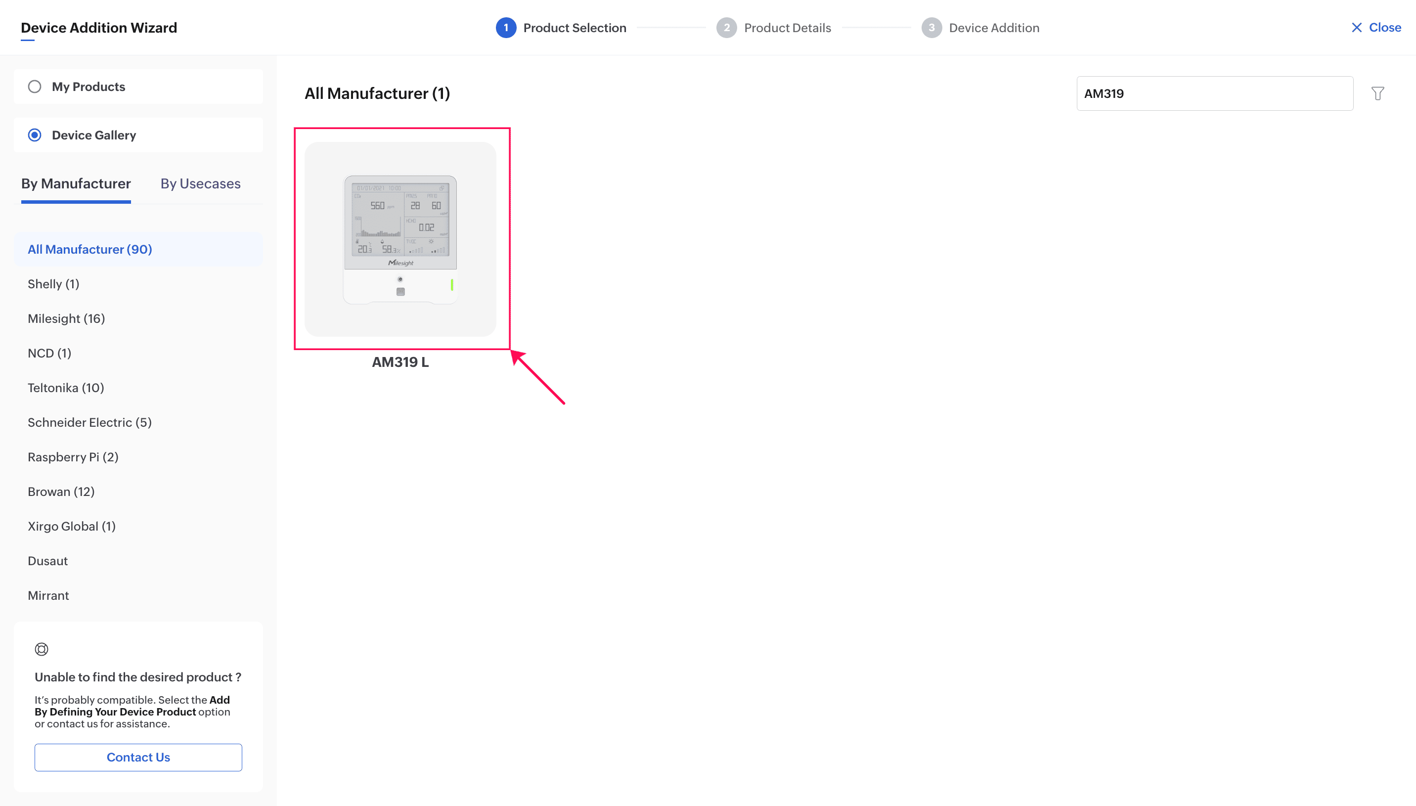 Click on Required Device