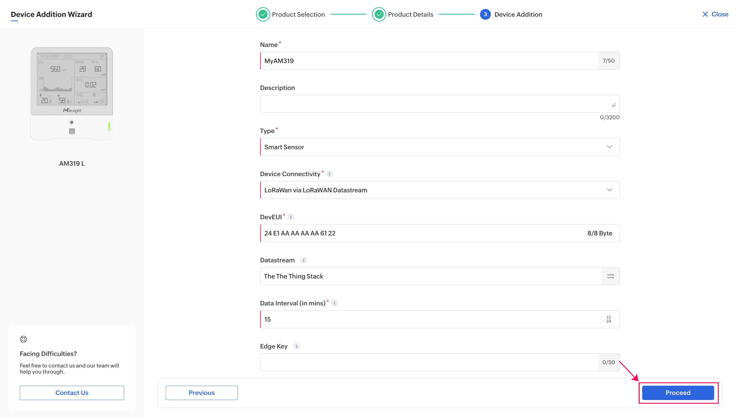 Proceed Device Product Form