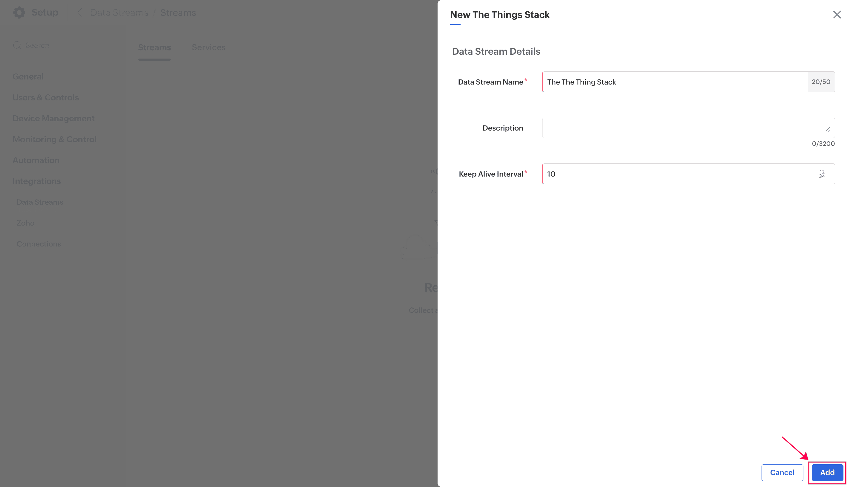 Save Data Stream Form