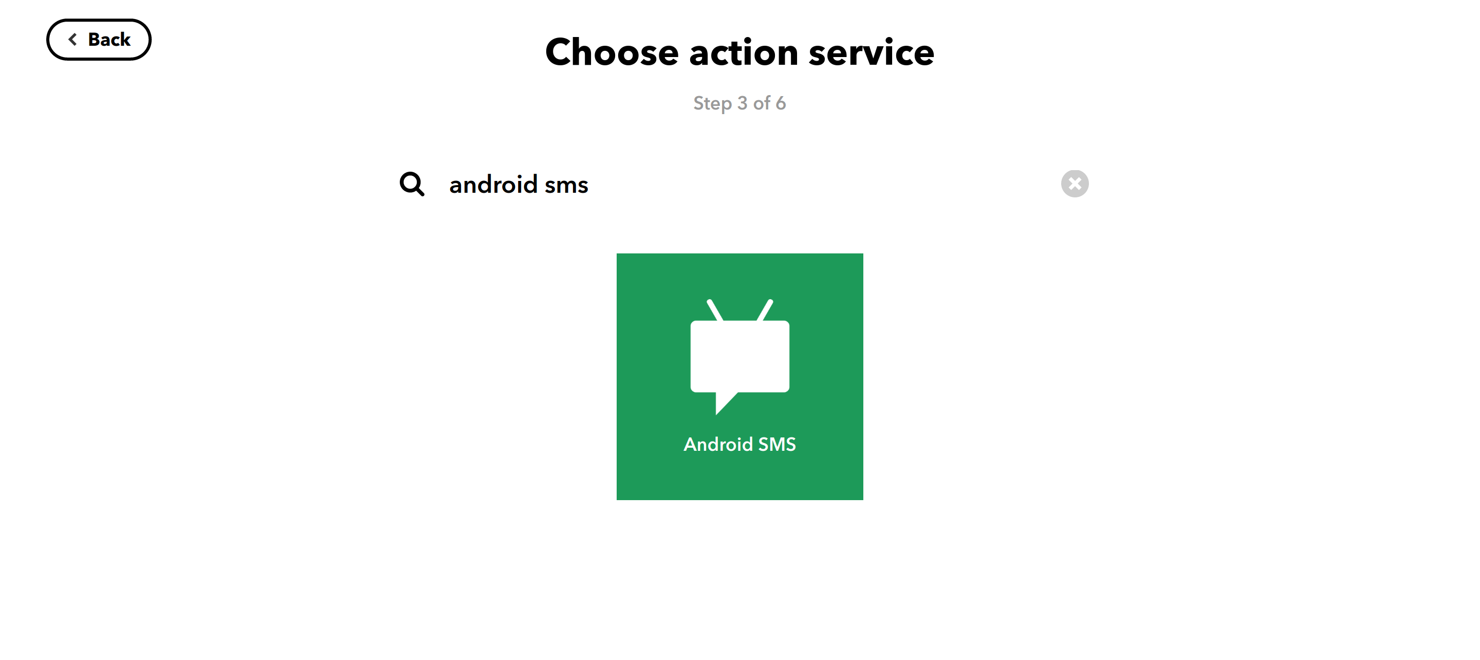 Choosing Android SMS action service