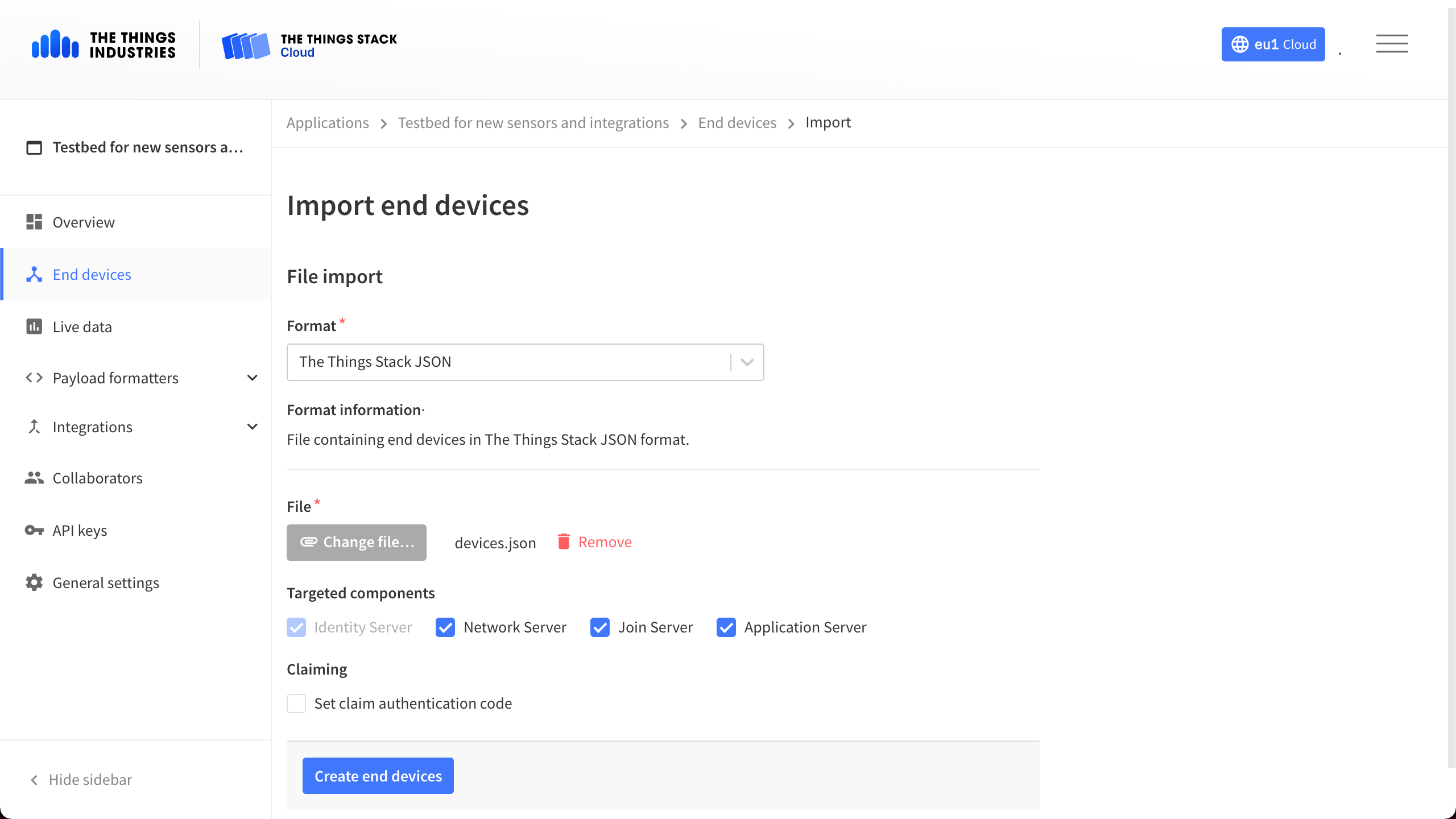 Import end devices